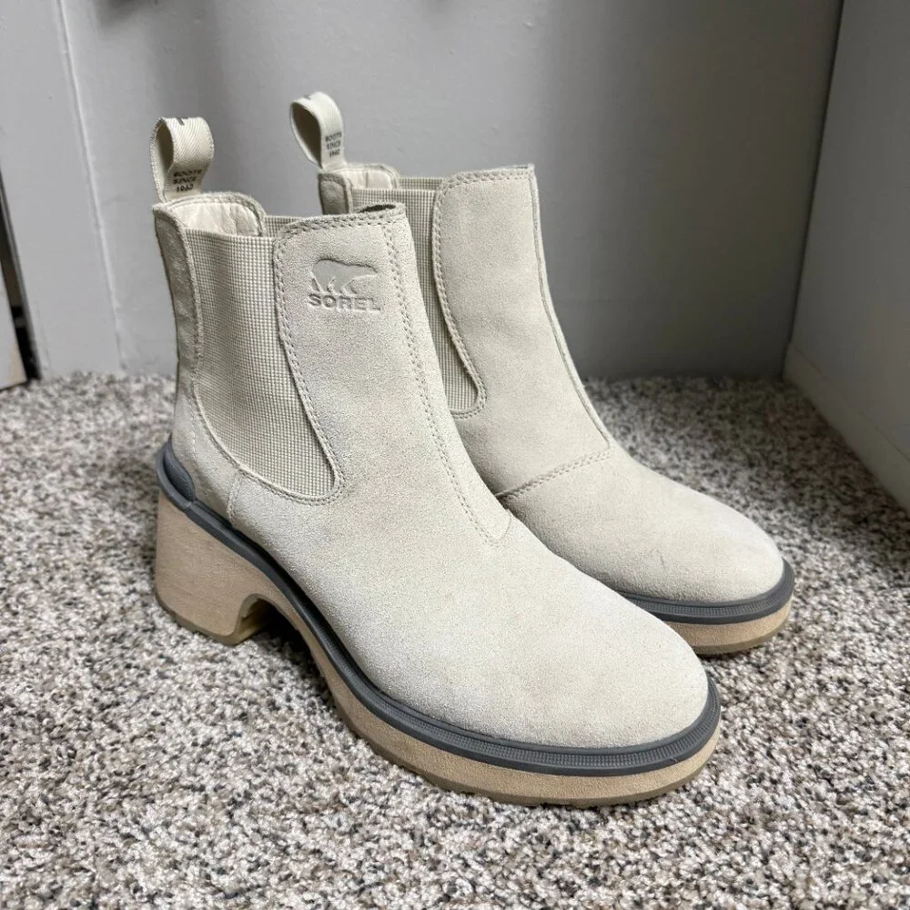 Sorel Hi-Line Heel Chelsea Boot Chalk, Ceramic Women 8.5 - Picture 2 of 12